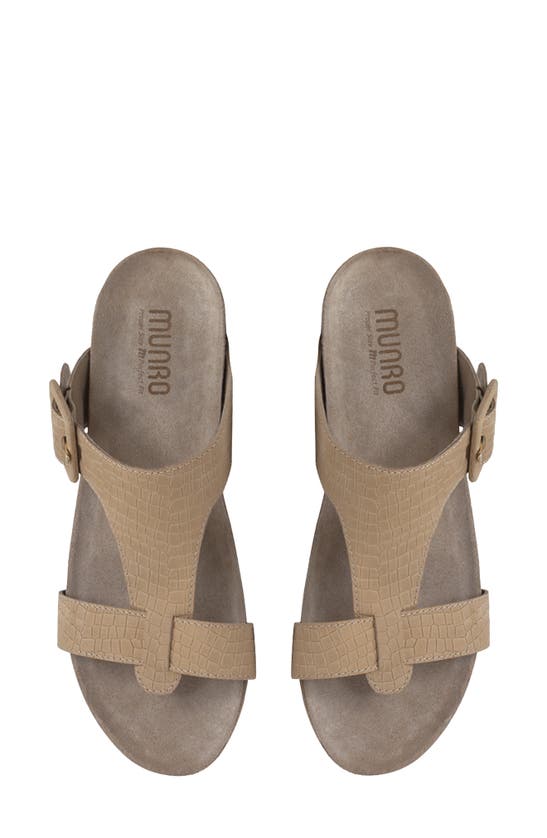 Shop Munro Ronda T-strap Wedge Slide Sandal In Tan