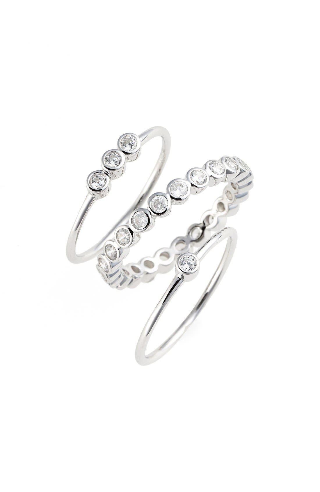 Sugar Bean Jewelry 'Abby' Cubic Zirconia Stackable Rings (Set of 3