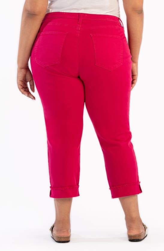 Shop Kut From The Kloth Amy Frayed Crop Slim Straight Leg Jeans In Brave Fuschia
