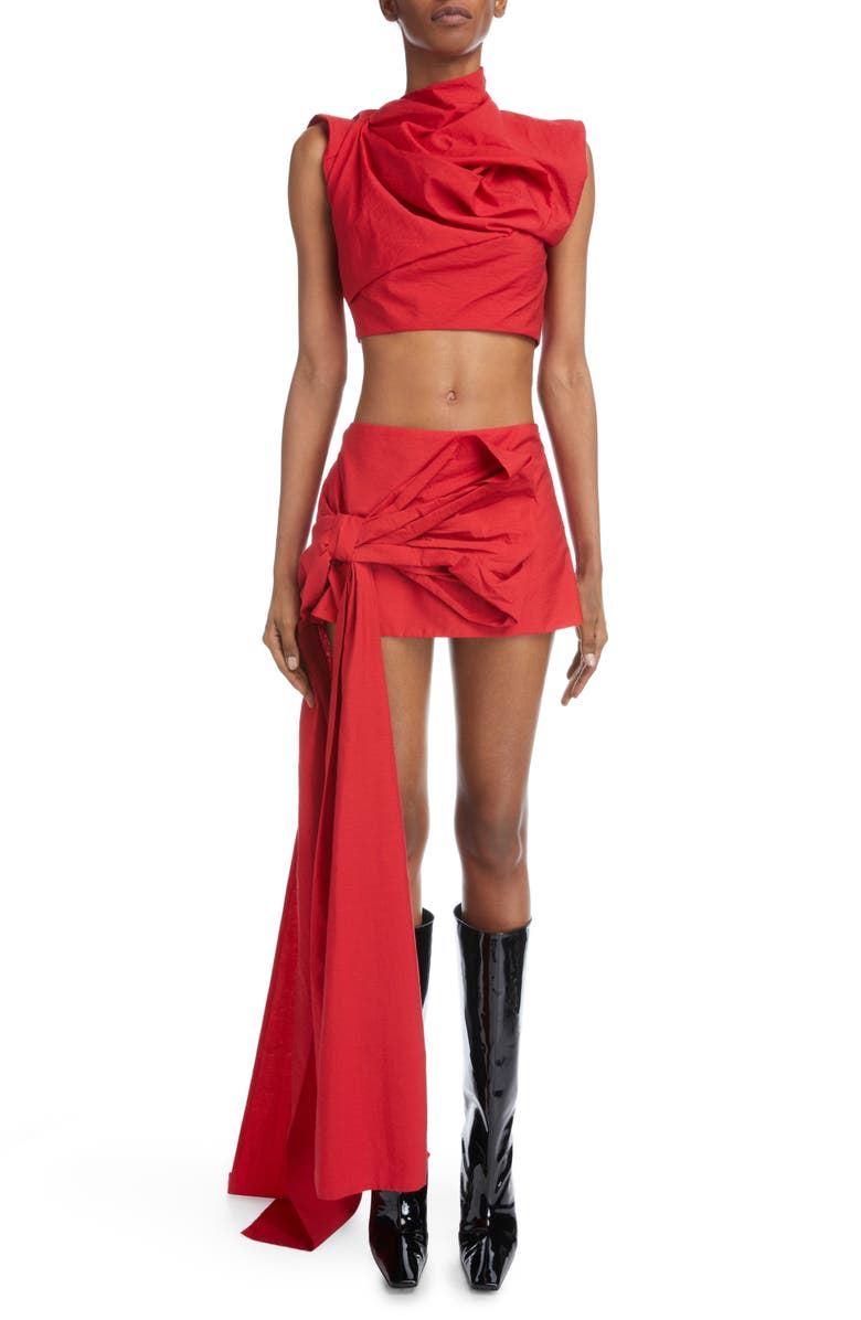 Acne Studios Ibba Oversize Bow Poplin Miniskirt | Nordstrom