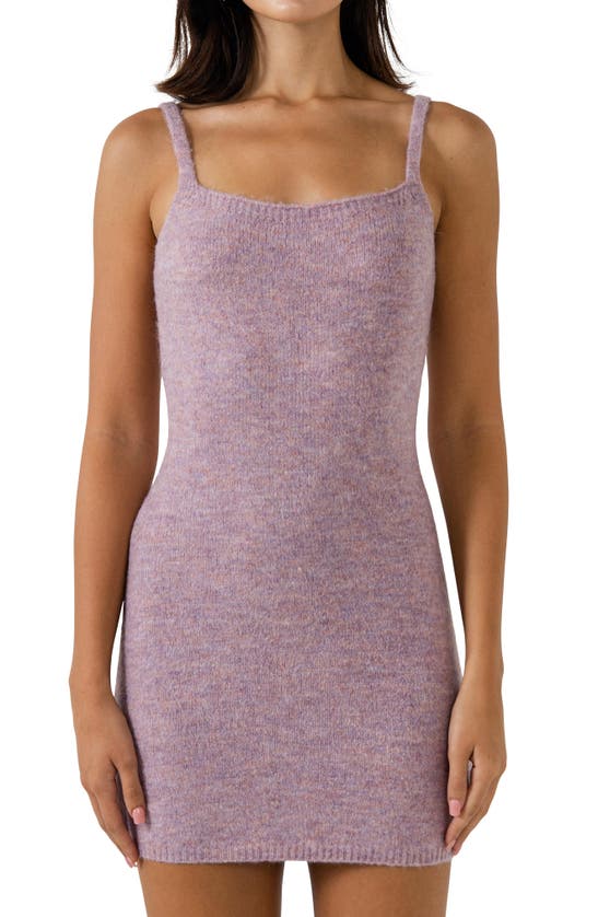 Shop Endless Rose Knit Minidress In Dusty Purple