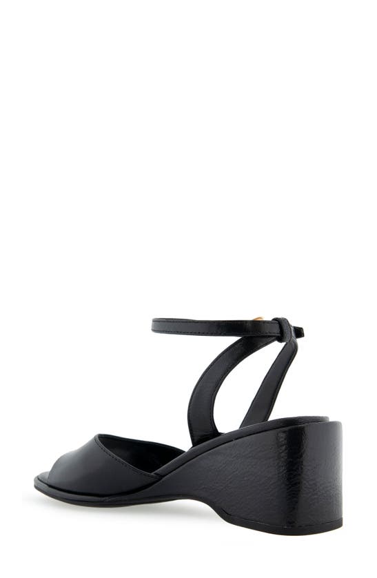Shop Aerosoles Nixon Ankle Strap Wedge Sandal In Black Leather