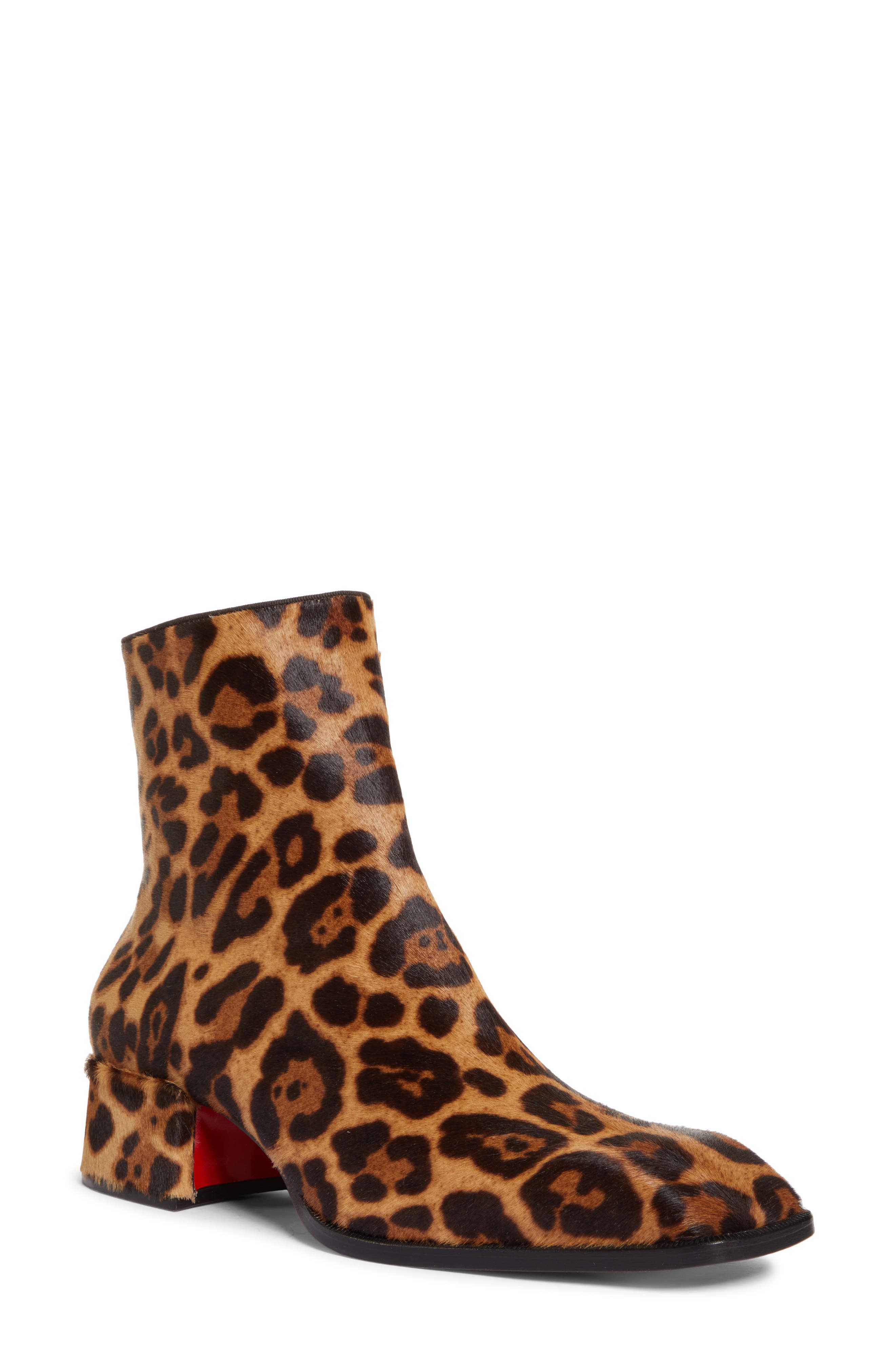 Christian Louboutin Fever Flat Leopard Genuine Calf Hair Boot in Brown Print Calf Hair at Nordstrom, Size 8Us