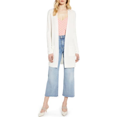 Halogen Long Ribbed Cardigan, Ivory