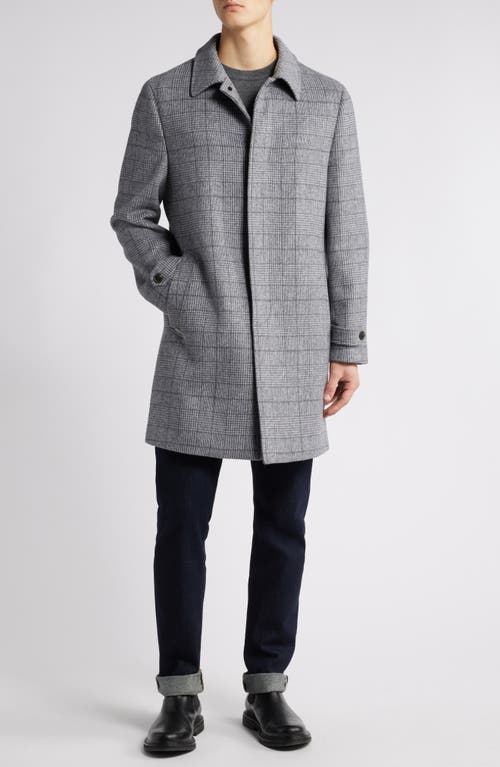 Hart Schaffner Marx Armitage Wool Blend Topcoat In Light Grey Plaid
