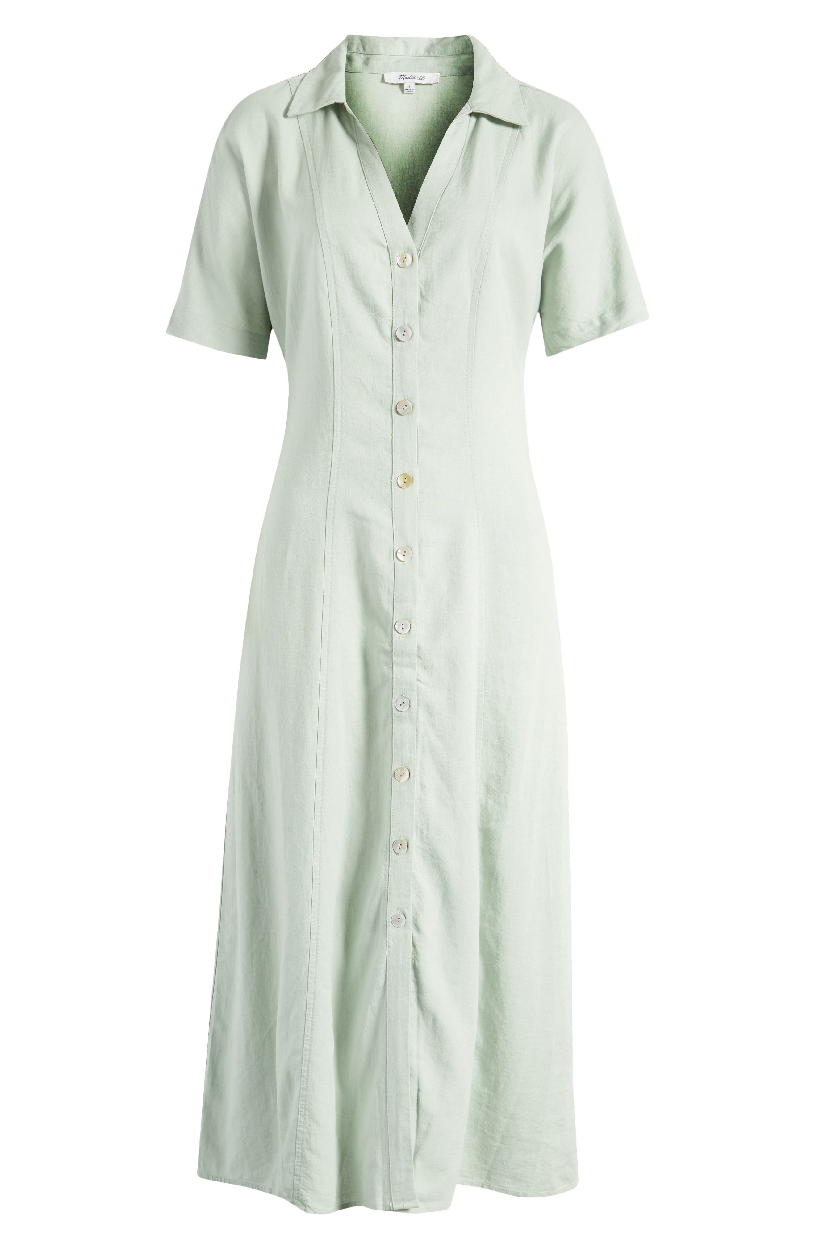 Madewell Midi Shirtdress In Pistachio