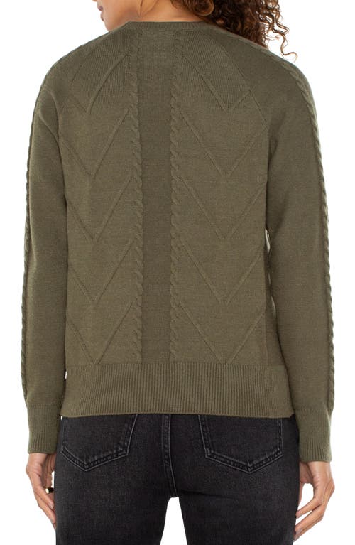 Shop Liverpool Mix Stitch Crewneck Sweater In Spanish Olive