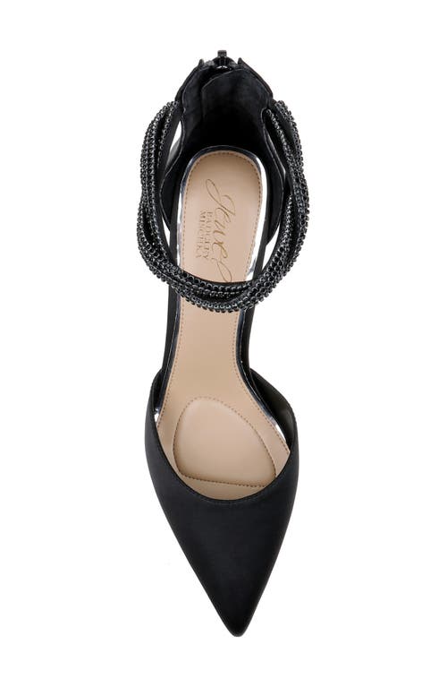 Jewel Badgley Mischka Jw5223 Womens Rhinestone Manmade Block Heels In Black Satin