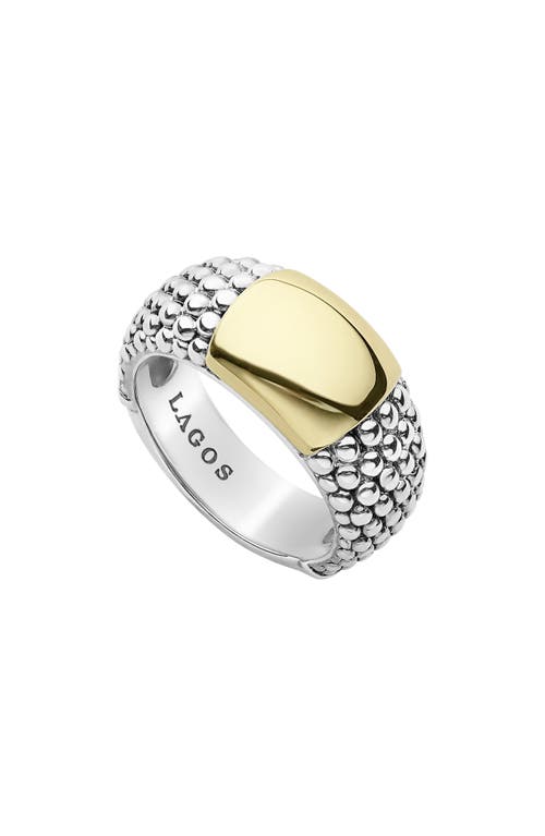 Lagos Signature Caviar High Bar Ring In Silver/gold
