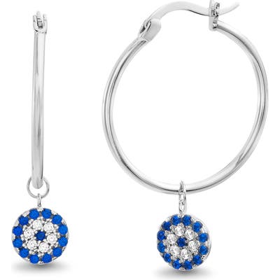 Lesa Michele Evil Eye Charm Hoop Earrings