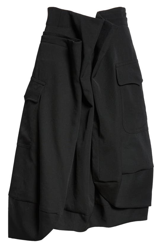 Shop Comme Des Garçons Asymmetric Ruched Wool Gabardine Skirt In Black