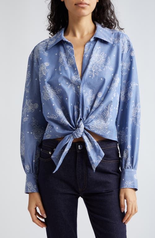 Shop Cinq À Sept Abrielle Tie Hem Shirt In Chambray/white