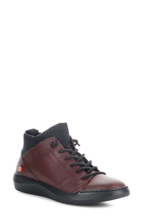 Softinos By Fly London Biel Sneaker In Dk Red/black Smooth Leather