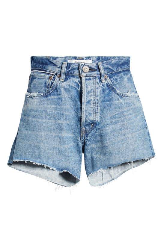 Shop Moussy Dalemere Denim Cutoff Shorts In Blue