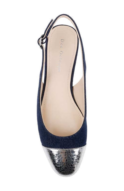 Shop Dee Ocleppo Mumbai Slingback Cap Toe Flat In Blue/silver