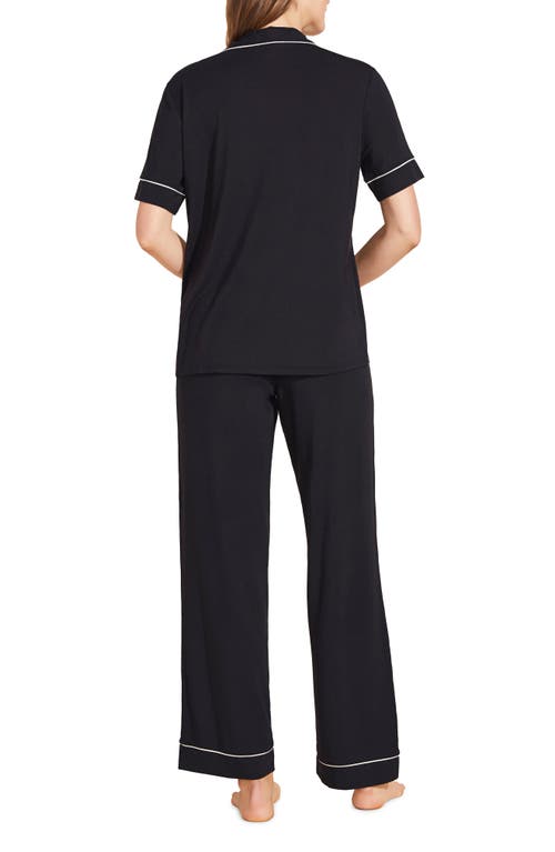 Shop Eberjey Gisele Short Sleeve Jersey Knit Pajamas In Black/sorbet Pink