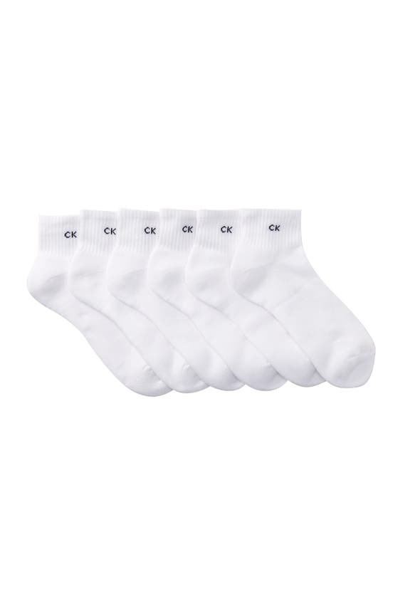 Calvin Klein Basic Sport Quarter Crew Socks In White