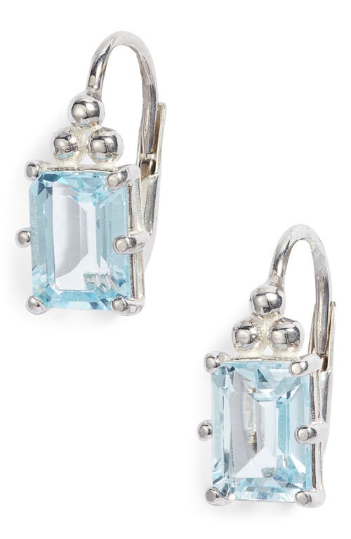 Anzie Dew Drop Carre Topaz Earrings In Blue Silver