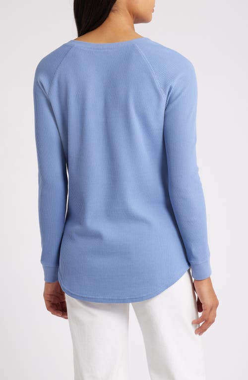 Shop Caslonr Caslon(r) Waffle Knit Cotton Blend Henley Top In Blue Colony