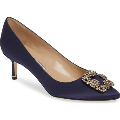 Manolo Blahnik Hangisi Crystal Embellished Pump, Blue