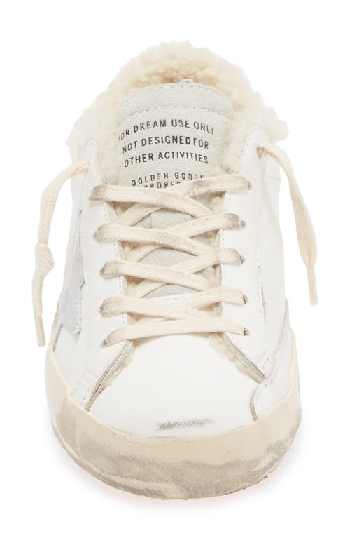 Golden Goose Super-star Genuine Shearling Low Top Sneaker In White/silver