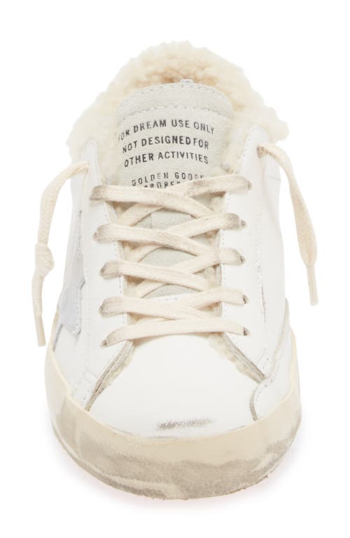 Shop Golden Goose Super-star Genuine Shearling Low Top Sneaker In White/silver