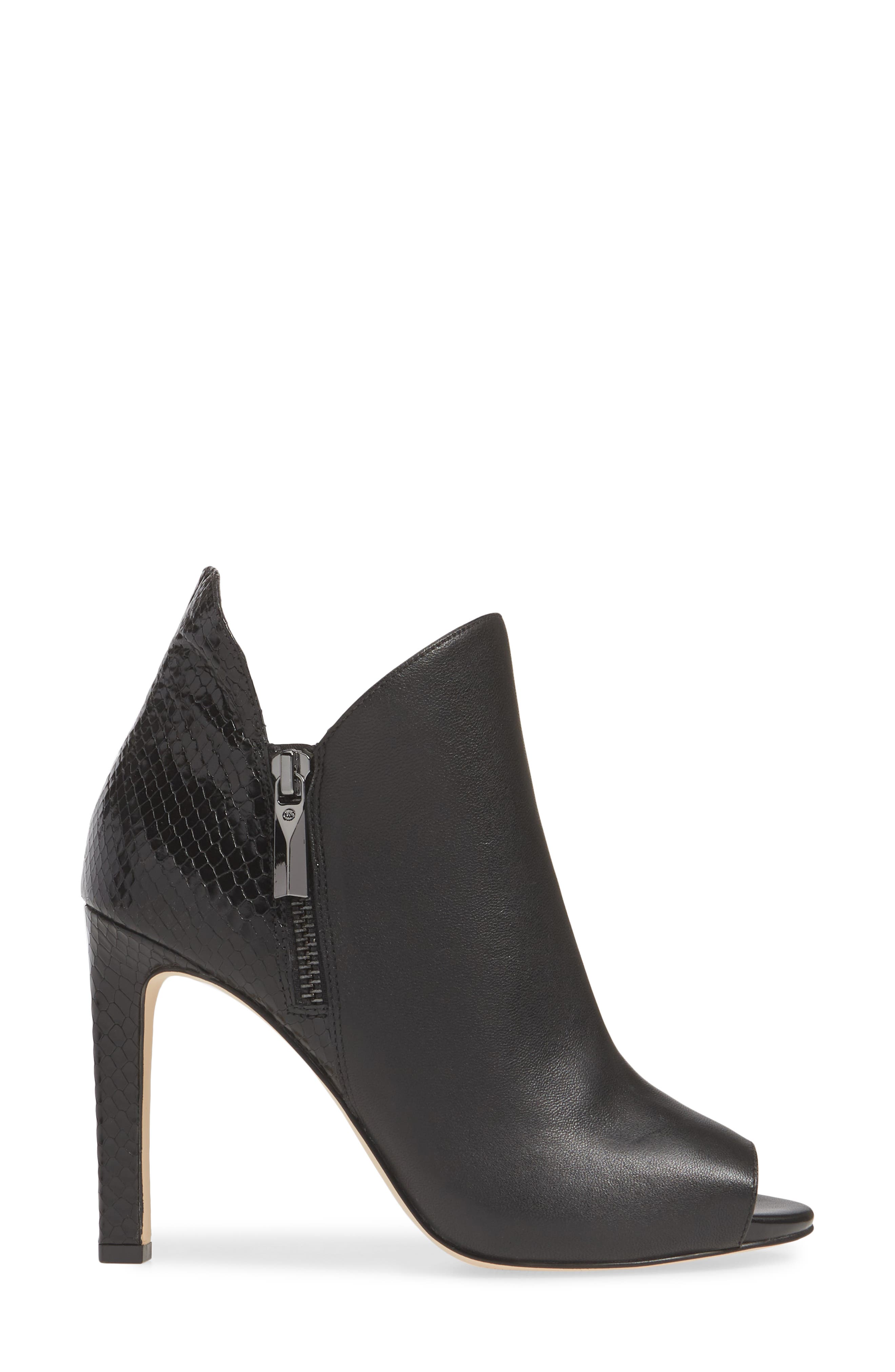 MICHAEL MICHAEL KORS Alane Open Toe Bootie, Alternate, color, BLACK NAPPA/ SNAKE PRINT