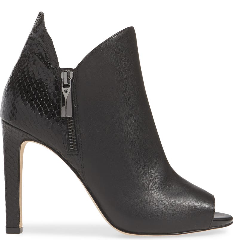 MICHAEL MICHAEL KORS Alane Open Toe Bootie, Alternate, color, BLACK NAPPA/ SNAKE PRINT