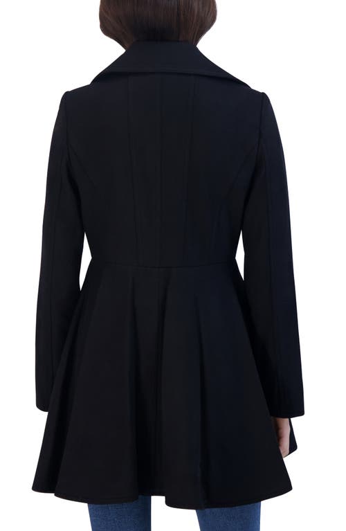 Laundry By Shelli Segal Double Breasted Fit & Flare Wool Blend Coat In Black