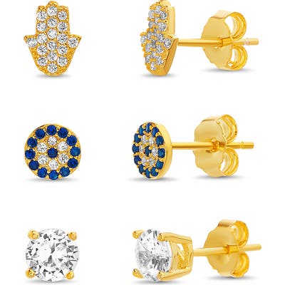 Lesa Michele Set Of 3 Stud Earrings