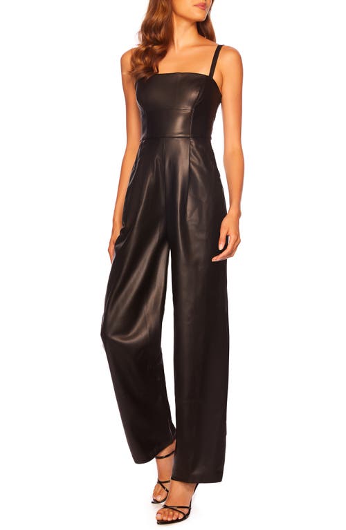 Susana Monaco Sleeveless Faux Leather Jumpsuit Black at Nordstrom,