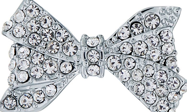 Shop Ted Baker Barseta Pavé Crystal Bow Stud Earrings In Silver Tone/ Clear Crystal