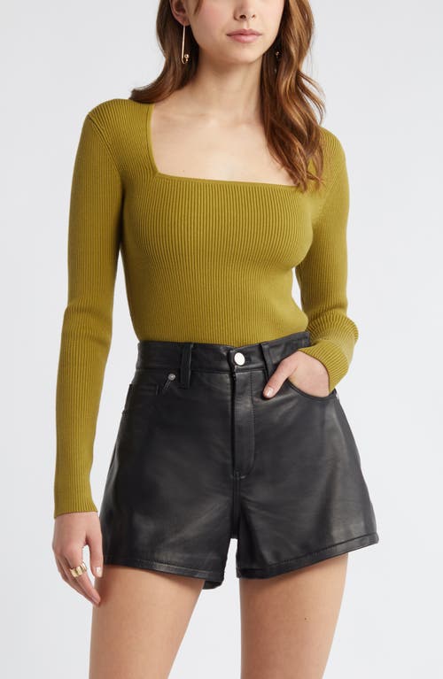 Luxe Sculpt Square Neck Long Sleeve Top in Olive Eyes