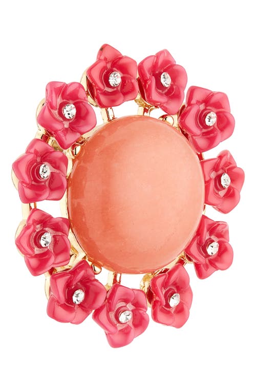 Shop Carolina Herrera Flower & Cabochon Stud Earrings In Pink Multi