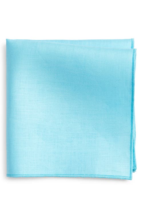 CLIFTON WILSON Aqua Linen Pocket Square in Aqua Blue