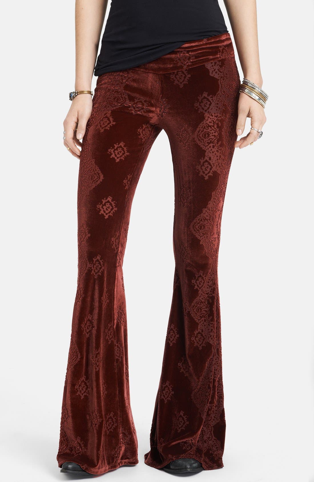Free People Patterned Velvet Flared Pants Nordstrom