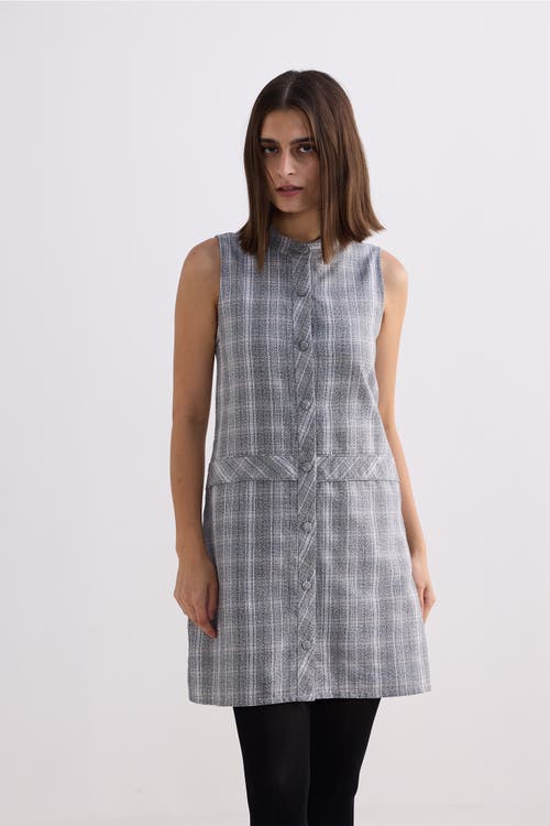 Shop Reistor The Cotton Tweed Shift Dress In Steel Breeze