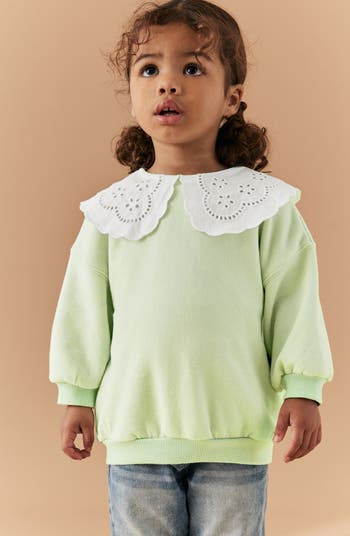 NEXT Kids' Peter Pan Collar Sweater & Flare Leggings Set