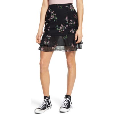 Bp. Print Shirred Skirt, Black