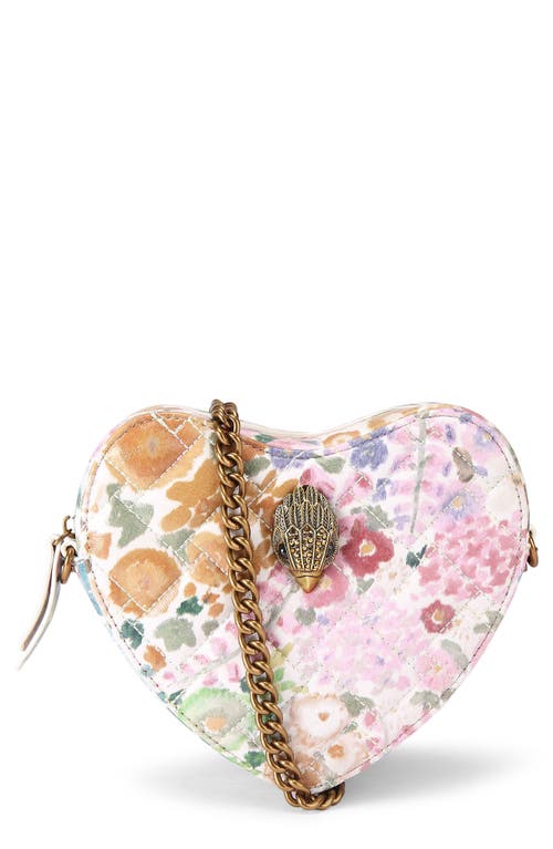 Kurt Geiger London x Floral Couture Kensington Floral Couture Heart Quilted Leather Crossbody Bag in Floral Multi at Nordstrom