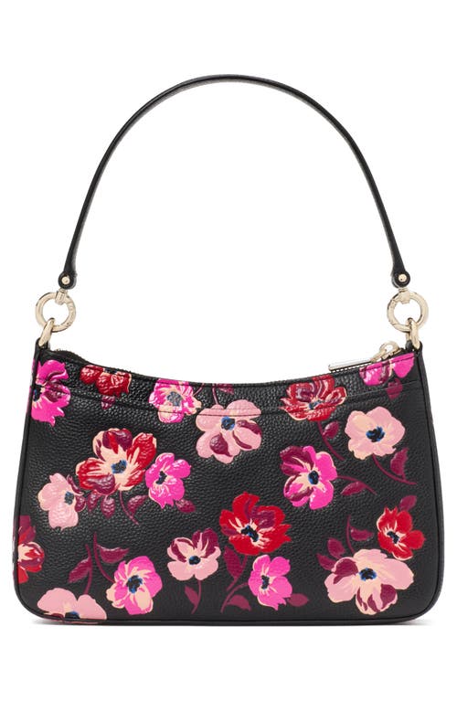 Shop Kate Spade New York Hudson Poppies Pebbled Leather Shoulder Bag In Black Multi.