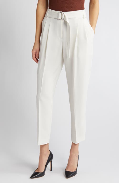 BOSS Tapiah Belted Ankle Pants in Soft Cream at Nordstrom, Size 0