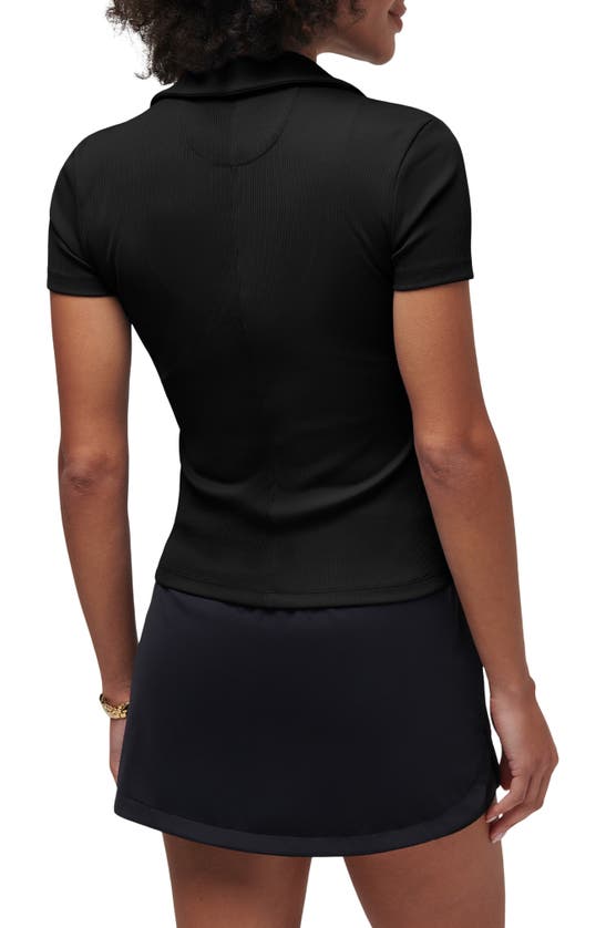 Travismathew Moveknit Rib V-neck Polo In Black