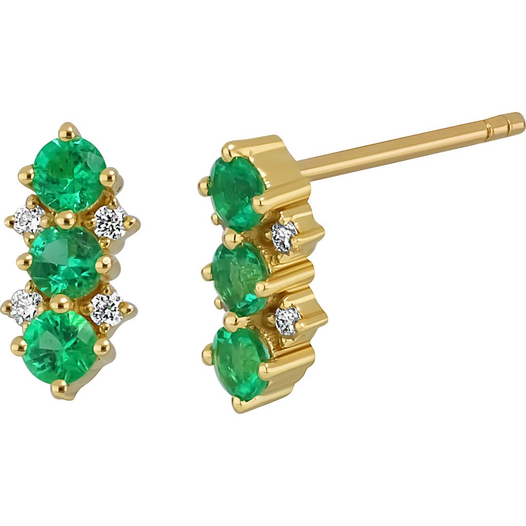 Bony Levy El Mar Emerald & Diamond Stud Earrings In 18k Yellow Gold