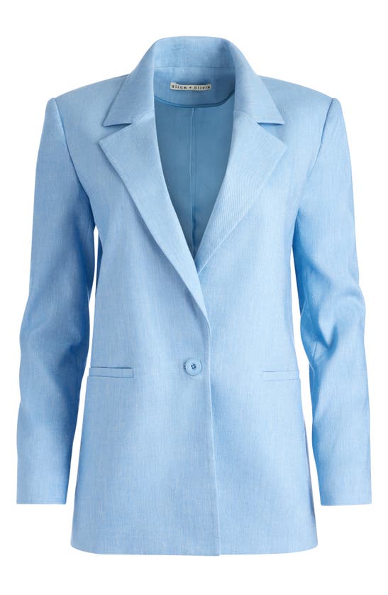 Alice And Olivia Denny Longline Blazer In Chambray