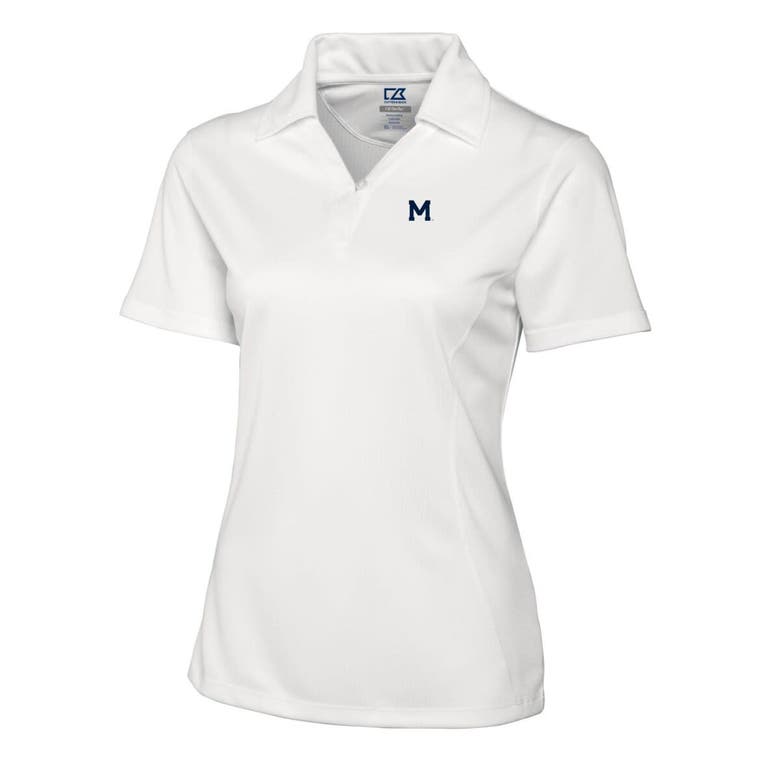 Shop Cutter & Buck White Michigan Wolverines Cb Drytec Genre Textured Solid Polo