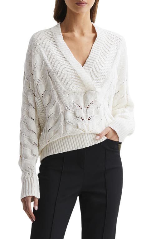 Reiss Claudine Cable Cotton Blend Sweater in Ivory