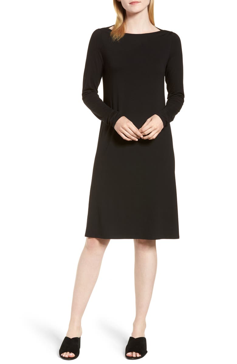 Eileen Fisher Bateau Neck Jersey Dress (Regular & Petite) | Nordstrom
