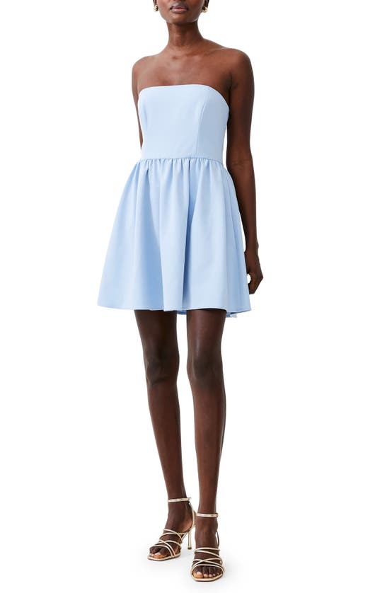 Shop French Connection Whisper Strapless Dress In Cashmere Blue