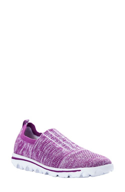 Propét Travelactiv Stretch Slip-On Sneaker in Berry Fabric
